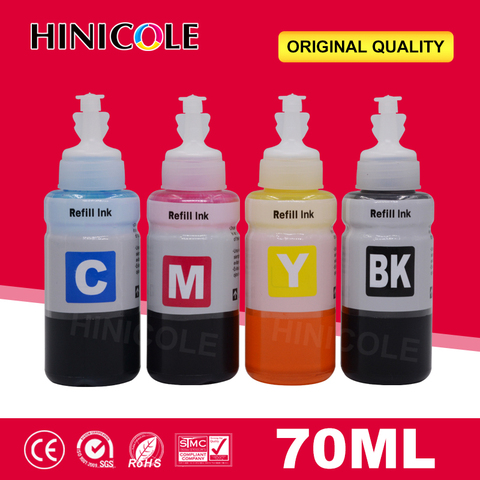 Hinicole 4 x 70 ML Bottle Refill Dye Ink Kit For Epson L100 L110 L132 L200 L210 L222 L300 L362 L366 L550 L555 L566 Printer Ink ► Photo 1/6