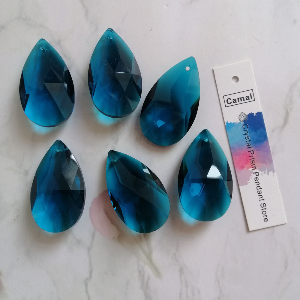 10Pc Prism 38mm Suncatcher Pendant Blue Icicle Chandelier Glass Art Crystal DIY 