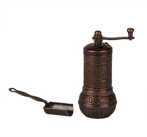 Antique Copper Turkish coffee Pepper Mill and Measuring Spoon-Spice Mill, Pepper Mill, english Mill (4.2 