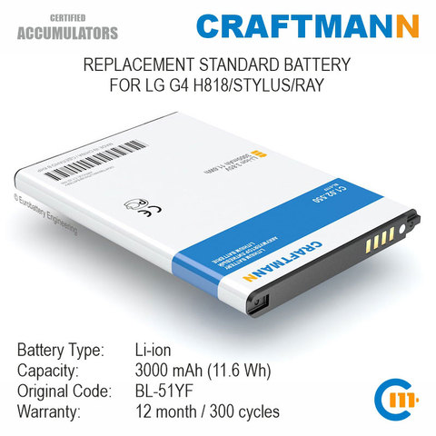 Battery 3000mAh for LG G4 H818/STYLUS/RAY (BL-51YF) ► Photo 1/5