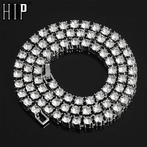 Hip Hop 5MM 2pcs Mens Iced Out Tennis Chain Necklaces 1 Row Rhinestone Choker Bling Crystal Necklace For Men Jewelry ► Photo 1/6