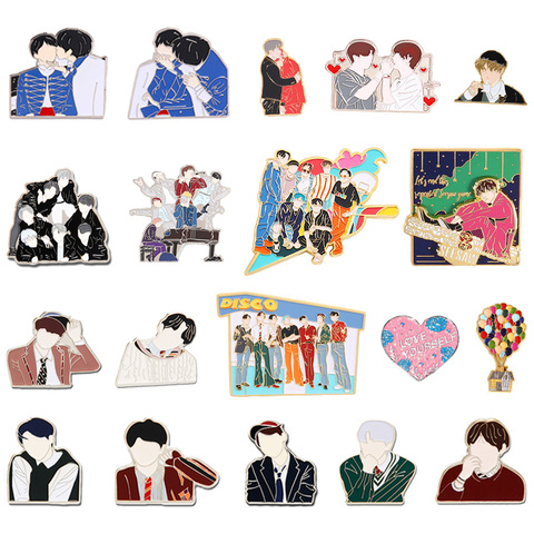 Love Yourself Brooch Bling Heart Metal Pin Kpop Bangtan Boys Pins Collection Cartoon Badge Brooches Jewelry Gifts ► Photo 1/6