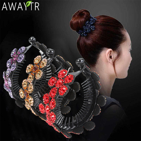 New Meatball Hair Accessories Women Hair Claws Headdress Rhinestone Flower Hairpin Bird Nest Floral Bun Banana Ponytail Clips ► Photo 1/6