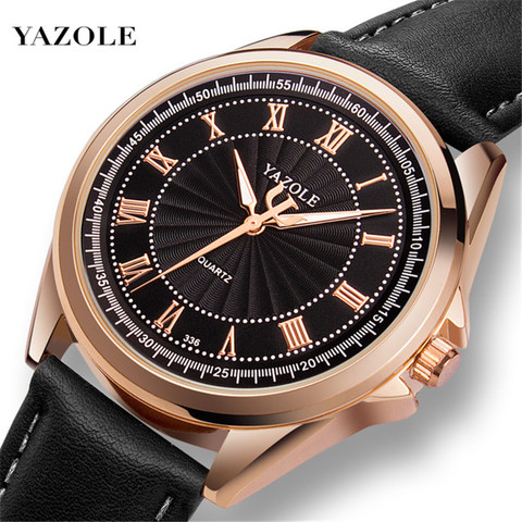 Rose Gold Wrist Watch Men 2022 Top Brand Luxury Yazole Watch Male Clock Quartz Watch Leather Wristwatch Relogio Masculino Saat ► Photo 1/6