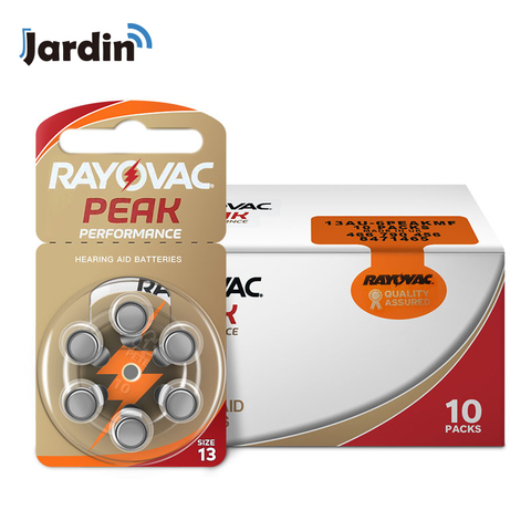 60 Pieces Rayovac Peak Zinc Air Hearing Aid Batteries 13A  A13 13A 13 P13 PR48 Battery for BTE Hearing aids ► Photo 1/5