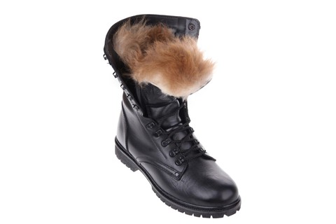 winter man ankle boots with natural fur military shoes genuine leather shoes for men army boots ► Photo 1/6