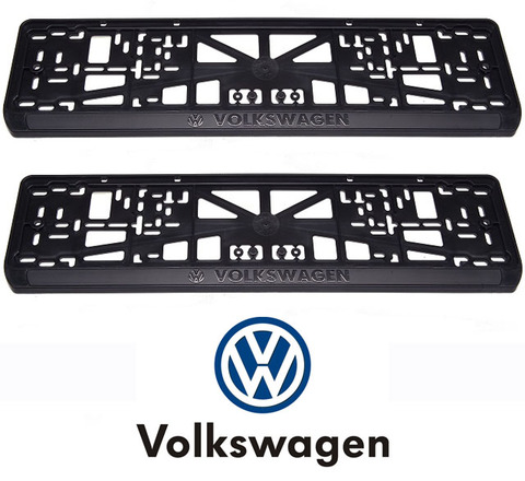 Volkswagen license plate frames, plastic, set: 2 frames, 4 Chrome self-tapping ► Photo 1/1