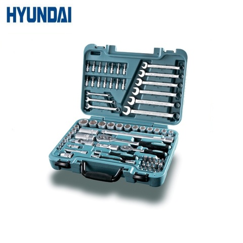 Tool kit is universal 70 item Hyundai K 70 Socket heads Key ratchet Extension Hex keys Screwdriver handle ► Photo 1/3