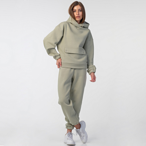 Fly 4144 Suit women's warm voluminous footer with fleece with a pocket with a hood, hoodie, joggers sweatpants ► Photo 1/4