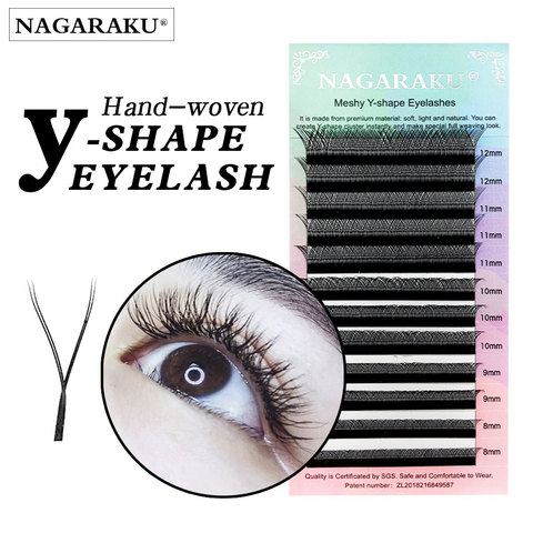 NAGARAKU YY shape hand woven premium mink soft light natural eyelashes extension makeup mesh net cross false eyelash individual ► Photo 1/6