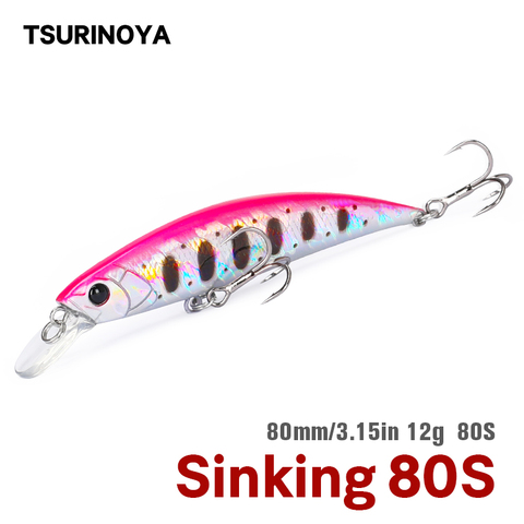TSURINOYA 3.15in Sinking Minnow 12g 80mm Fishing Lure DW96 Large Trout Pike Rockfish Hard Bait Wobbler Crankbait Bass Jerkbait ► Photo 1/6