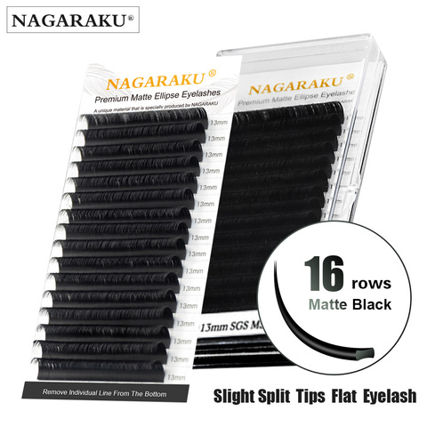 NAGARAKU eyelashes makeup Flat Ellipse Split Tips Ellipse Shape Natural Light Faux Ellipse Eyelashes Dark Black eyelash matte ► Photo 1/6