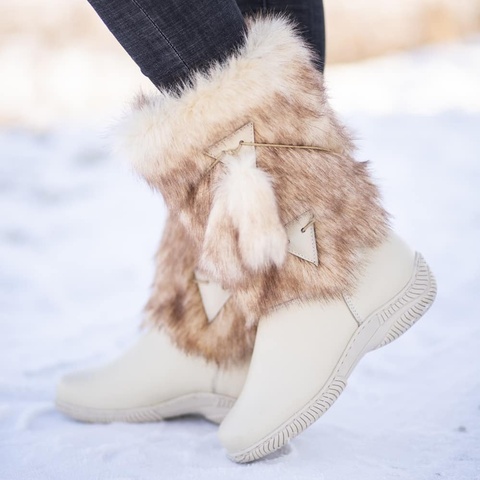 UNTS women's natural leather, molded sole, winter boots for women, made of genuine leather and fur, for severe frost, high ► Photo 1/5