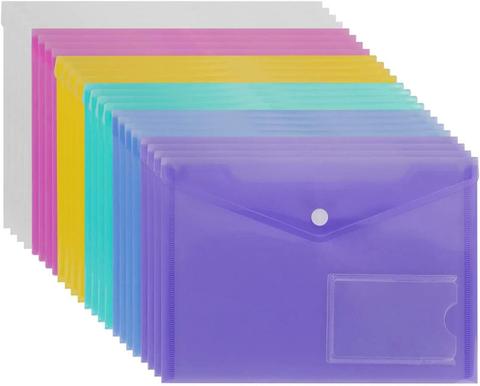 A5 Poly Envelope Folder with Snap Button Clear Waterproof Plastic Document Envelopes Folder for School Home Office Organization ► Photo 1/6