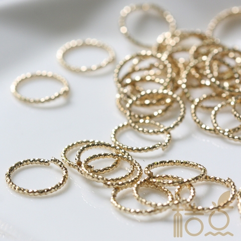 Solid Brass Opened Textured Jump Rings-10x1mm (4199C-S-420) ► Photo 1/5