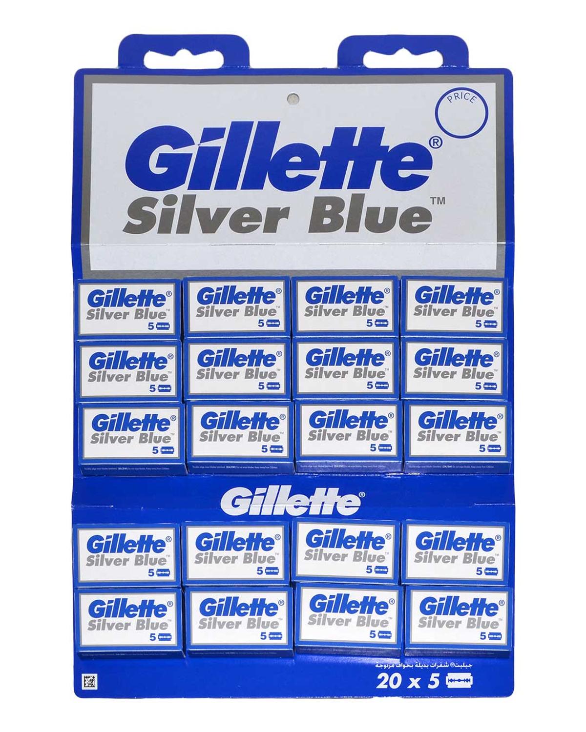 100 X GILLETTE SILVER BLUE DOUBLE EDGE BLADE FOR TRADITIONAL RAZOR - EXTRASHAVING BARBER SUPPLIES LEADER ► Photo 1/1