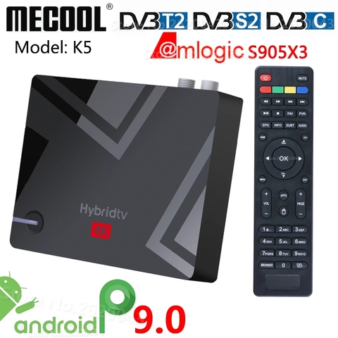 MECOOL New K5 2G 16G Smart Tv Box Android 9.0 Amlogic S905X3 2.4G 5G WIFI LAN 10/100M  Media player Dual Wifi PVR Recording TV B ► Photo 1/6