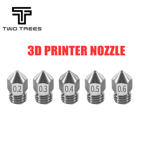5pcs/lot MK8 V5 V6 Stainless Steel Nozzle 0.2mm 0.3mm 0.4mm 0.5mm M6 Threaded Part For Extruder 3D Printer Part 1.75mm Filament ► Photo 1/6