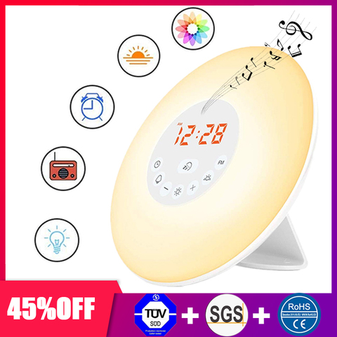 Digital Alarm Clock Wake Up Light Table LED Lamp Electronic Clock Despertador Sunrise Sunset Alarm Snooze Clocks FM Radio Desk ► Photo 1/1