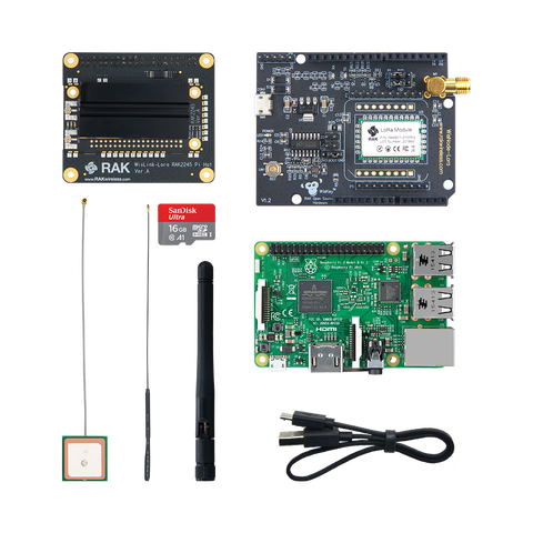 RAK Starter Kit | RAKwireless RAK2245 Pi HAT & Raspberry Pi 3B+ & WisNode LoRa & 16G TF Card ► Photo 1/1