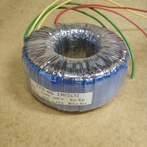 400 watts. Toroidal transformer 230/2x32 (2x25,2x12,24,36,42,110,220) for double-powered amplifiers. ► Photo 1/5