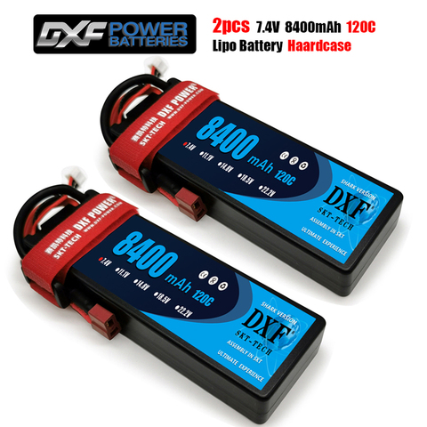 2PCS DXF Battery Lipo 2S 7.4V 8400mAh 7000mAh 6500mAh 5200mAh 50C 100C 60C 120C  240C for 1/8 Rc Revo Slash Stampede Car Truck ► Photo 1/6