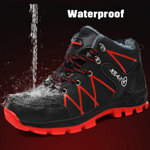 2022 Winter Work Safety Shoes Waterproof Men's Boots Outdoor Warm Waterproof Non-slip Ankle Snow Boot Thick Plush Rubber Nonslip ► Photo 1/6