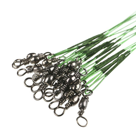 Fishing leashes, leash usually metal, Pike leashes, for Gell, 20 pieces/pack, color: white, black and green. ► Photo 1/4