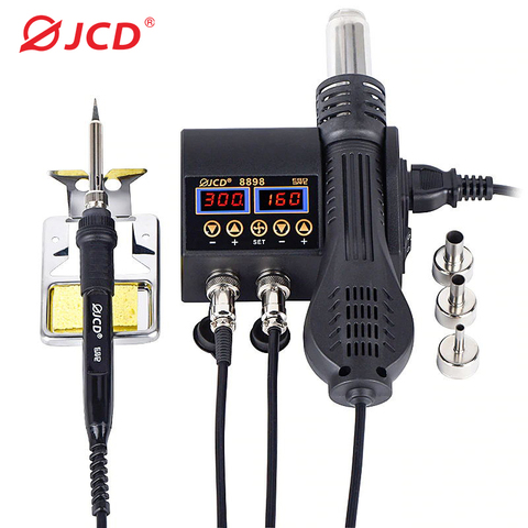 JCD 8898 220V Soldering Station 2 in 1 Digital LCD Display Rework Station SMD Soldering Iron Hot Air Desoldering-Gun Welding ► Photo 1/6