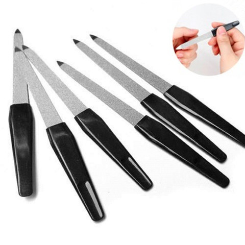 1PC Fashion Black Handle Metal Double Sided Nail Files Strong Edge Manicure Grooming Beauty Pedicure Tool ► Photo 1/6