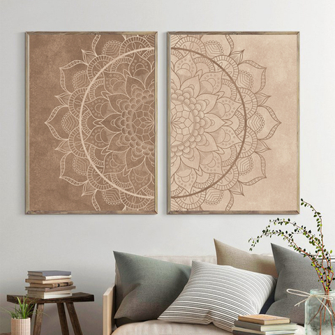 Mandala Wall Art Pictures Neutral Color Brown Boho Posters and Prints Canvas Painting Yoga Gift Living Room Bedroom Decoration ► Photo 1/6