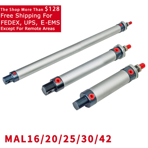 Free Shipping MAL 16/20/25/32/40mm Mini Pneumatic cylinder 25-500mm Stroke Double Acting Aluminum Alloy Air Cylinder ► Photo 1/6