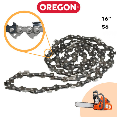 Chain for Huskvarna: Oregon 3/8 ''1,3mm 56 links 91vxl056e, for sawchains HUSQVARNA 256,140, 240, 240Е PARTNER P351XT-16, MAKITA DCS4610-40, GREENWORKS GCS1840 (20027) universal petrol gasoline saw 12 14 16 inch ► Photo 1/6