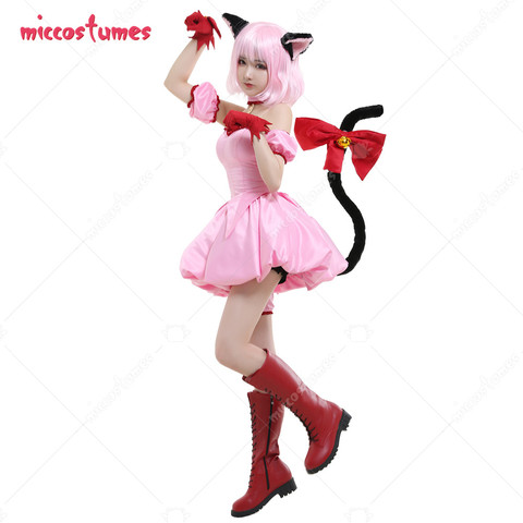 Tokyo Mew Mew Ichigo Momomiya Mew Ichigo Transformed Short Pink Dress Cosplay Costume with Cat Ears and Tail ► Photo 1/6