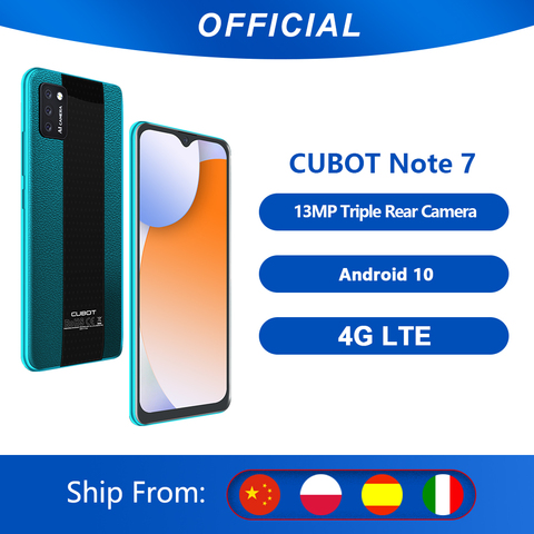 Cubot Note 7 Smartphone Triple Camera 13MP 4G LTE 5.5 Inch Screen 3100mAh Android 10 Dual SIM Card mobile phone Face Unlock ► Photo 1/6