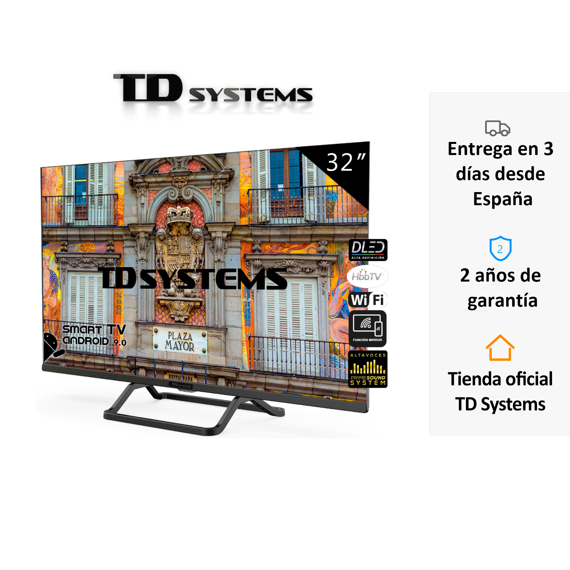 Smart TV televisions 32 inch TD Systems K32DLX10HS. 3x HDMI, DVB