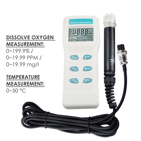 Digital Dissolved Oxygen DO Meter Tester 0~199.9% / 0~19.99 PPM / 0~19.99 mg/I Range for Aquaculture, Industrial, Environmental ► Photo 1/6