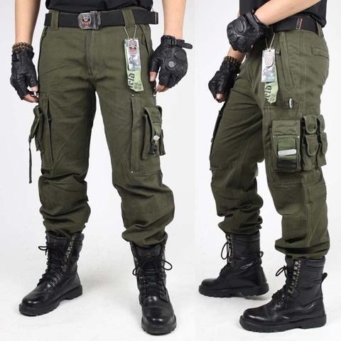 CARGO PANTS Overalls Male Men's Army Clothing TACTICAL PANTS MILITARY Work Many Pocket Combat Army Style Men Straight Trousers ► Photo 1/6