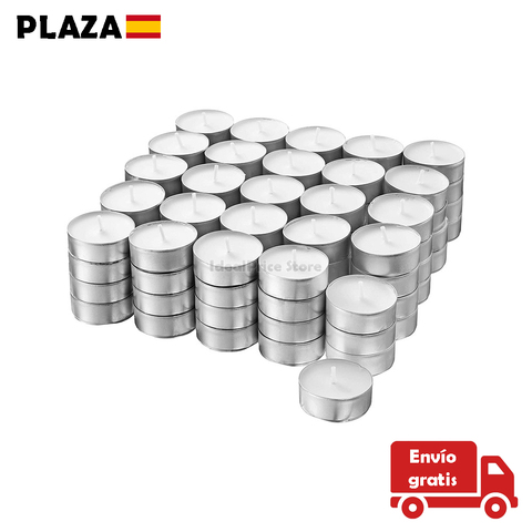 Tea candles 30/50/75/100/200/300/500 units, with aluminium case, no aroma, white color ► Photo 1/1