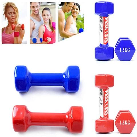 Set of 2 vinyl coated dumbbells | Exercise Fitness | Home training | Gym | Weights from 0.5 to 6 Kg ► Photo 1/6