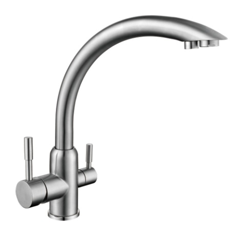 FRAP f43899, kitchen faucet (satin, stainless steel, under filter, cartridge 35mm, mount nut) ► Photo 1/6