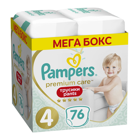 Panties pampers premium care size 4, 9-15 kg, 76 PCs (Monthly pack) Diapers For Children Pampers Active Baby Disposable Baby Diapers ► Photo 1/5