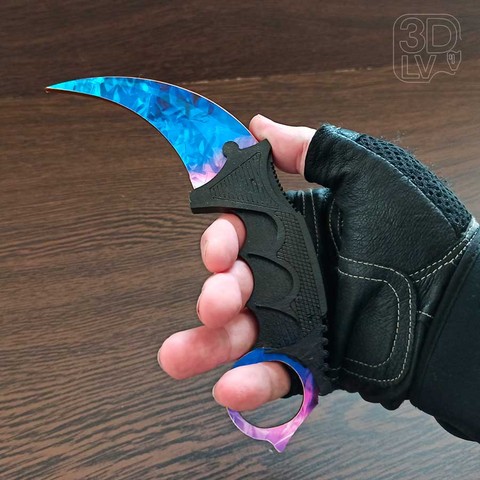 Karambit knife No. 3 Cs: go Wood-plywood 1:1 assembled with stickers ► Photo 1/2