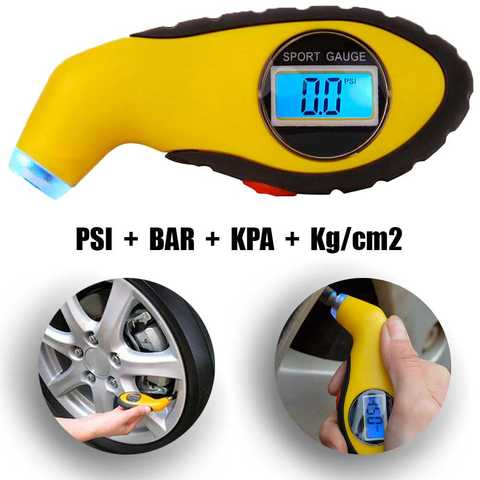 Digital Pressure Gauge + Screen OcioDual light LED Meter de pression wheels LCD car tire pressure wheel lighting BAR PSI KPA ► Photo 1/5