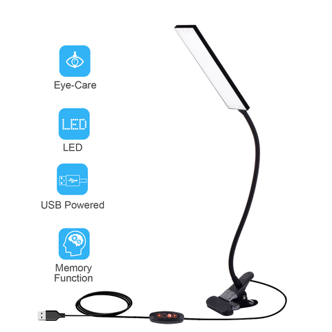 KEXIN 5W LED Clip on Desk Lamp with 3 Modes 48pcs lamp beads Dimmer 14 Levels Clamp Table Lamp ► Photo 1/6