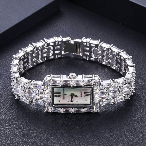 Jankelly  Good Qualtiy AAA Zircon Elements Leaf Austrian Crystal Bracelet Watch for Wedding Party Fashion Jewelry 2022 HOT ► Photo 1/1