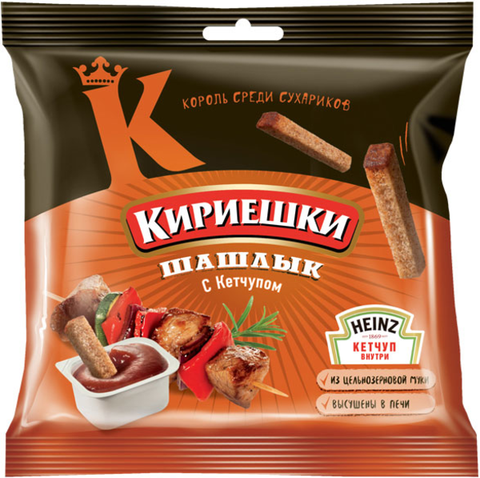 «Кириешки», сухарики со вкусом шашлыка и кетчупом  «Heinz», 85 г ► Photo 1/1