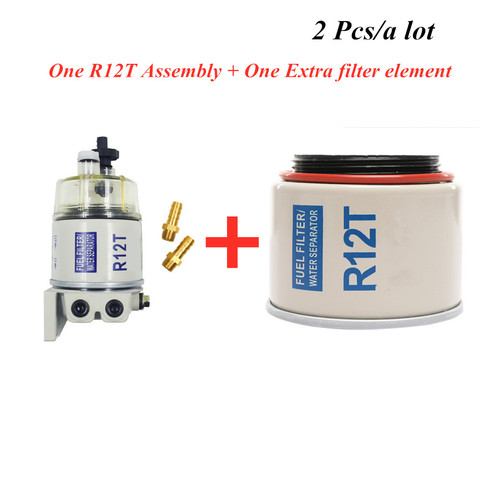 2PCS Fuel Filter R12T R12S R12P Fuel/ Water Separator Assembly and One Extra filter Diesel Engine For 120A 140R Series ► Photo 1/6