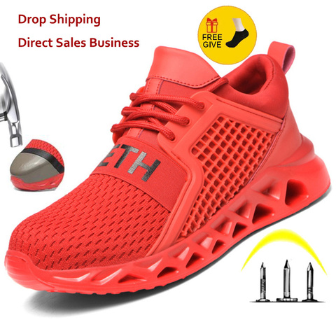 Men's Outdoor Breathable Mesh Steel Toe Anti Smashing Safety Shoes Men's Light Puncture Proof Comfortable Work Shoes Safety Boot ► Photo 1/6