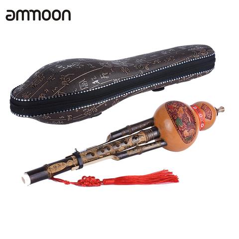 Chinese Handmade Hulusi Black Bamboo Gourd Cucurbit Flute Ethnic Musical Instrument Key of C with Case for Beginner Music Lovers ► Photo 1/6